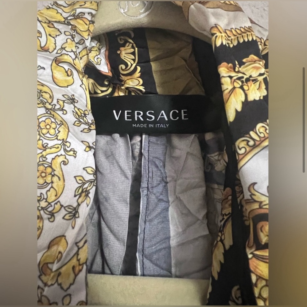 ‼️SOLD‼️Versace Signature-Prints Patchwork Wrinkle-detail Mini Shirt-dress 44EU - Picture 6 of 16